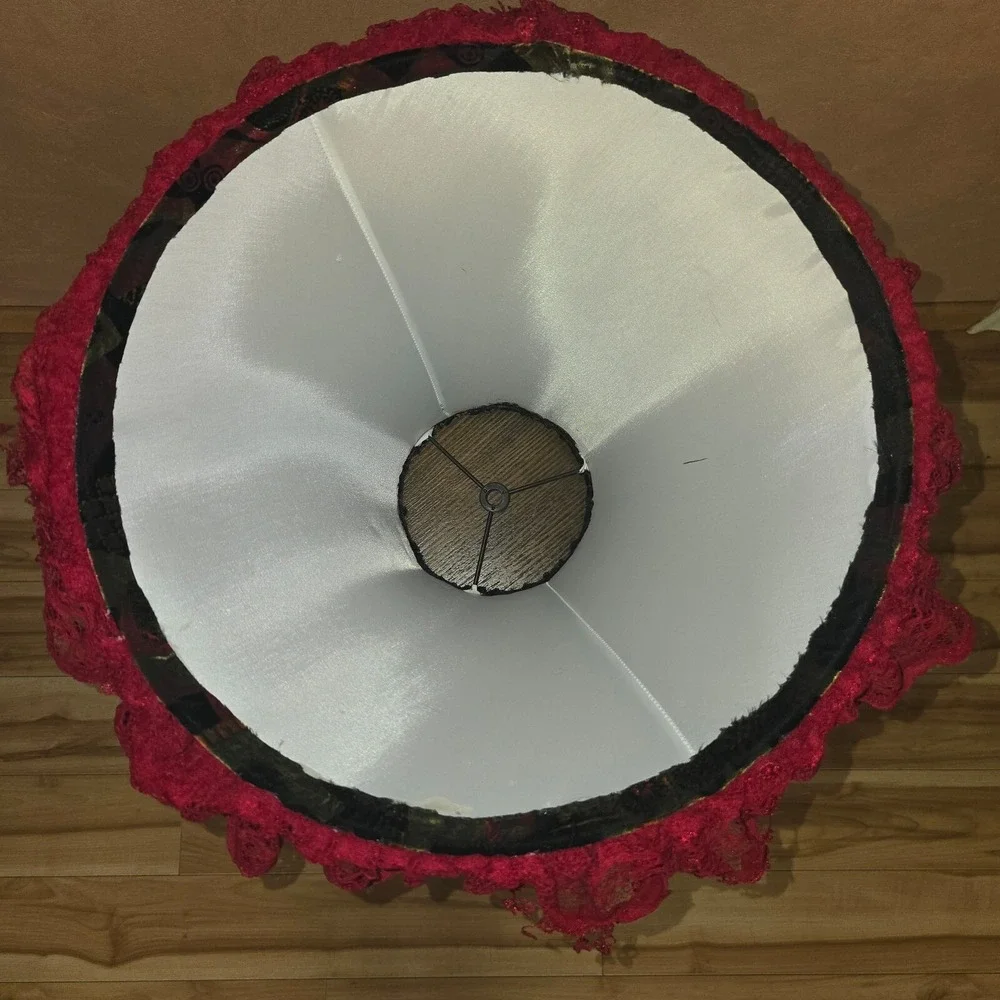 Lamp‎ Shade - Red lace and velvet lamp shade 12